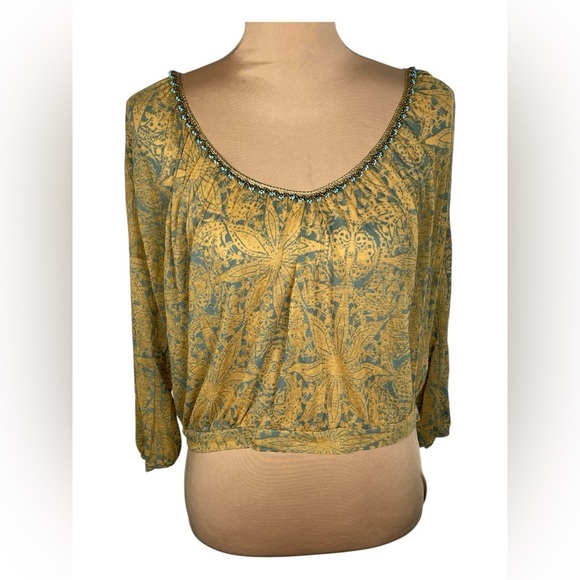 Free People Gorgeous Boho Beaded Crop Top Small - Picture 1 of 7